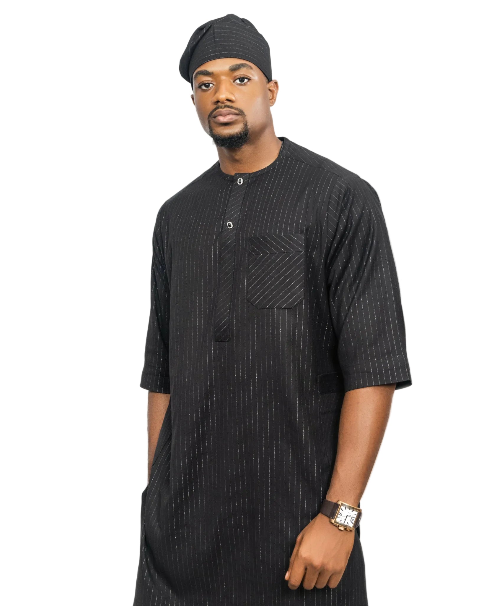 Noir pinstripe kaftan