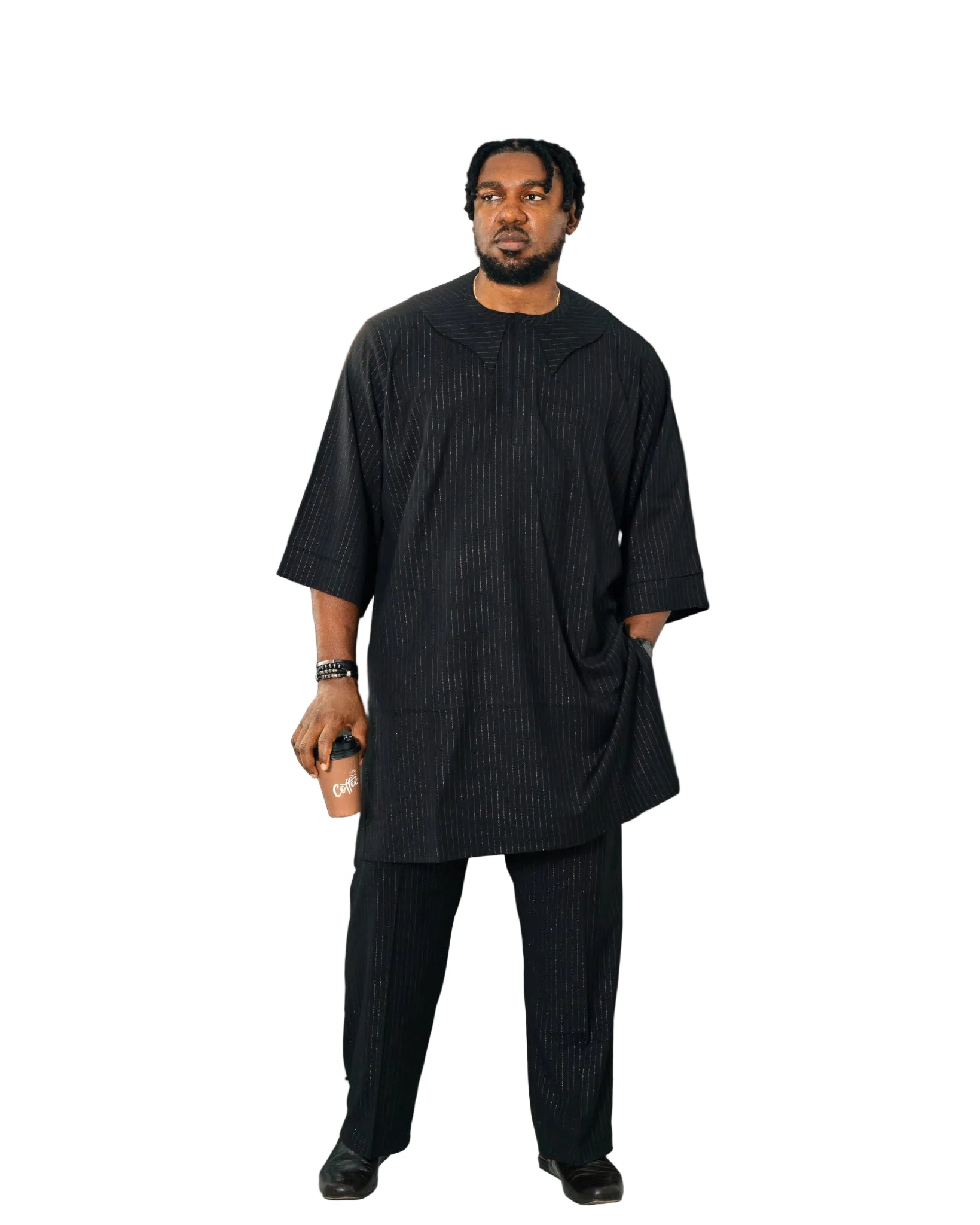 Noir pinstripe kaftan