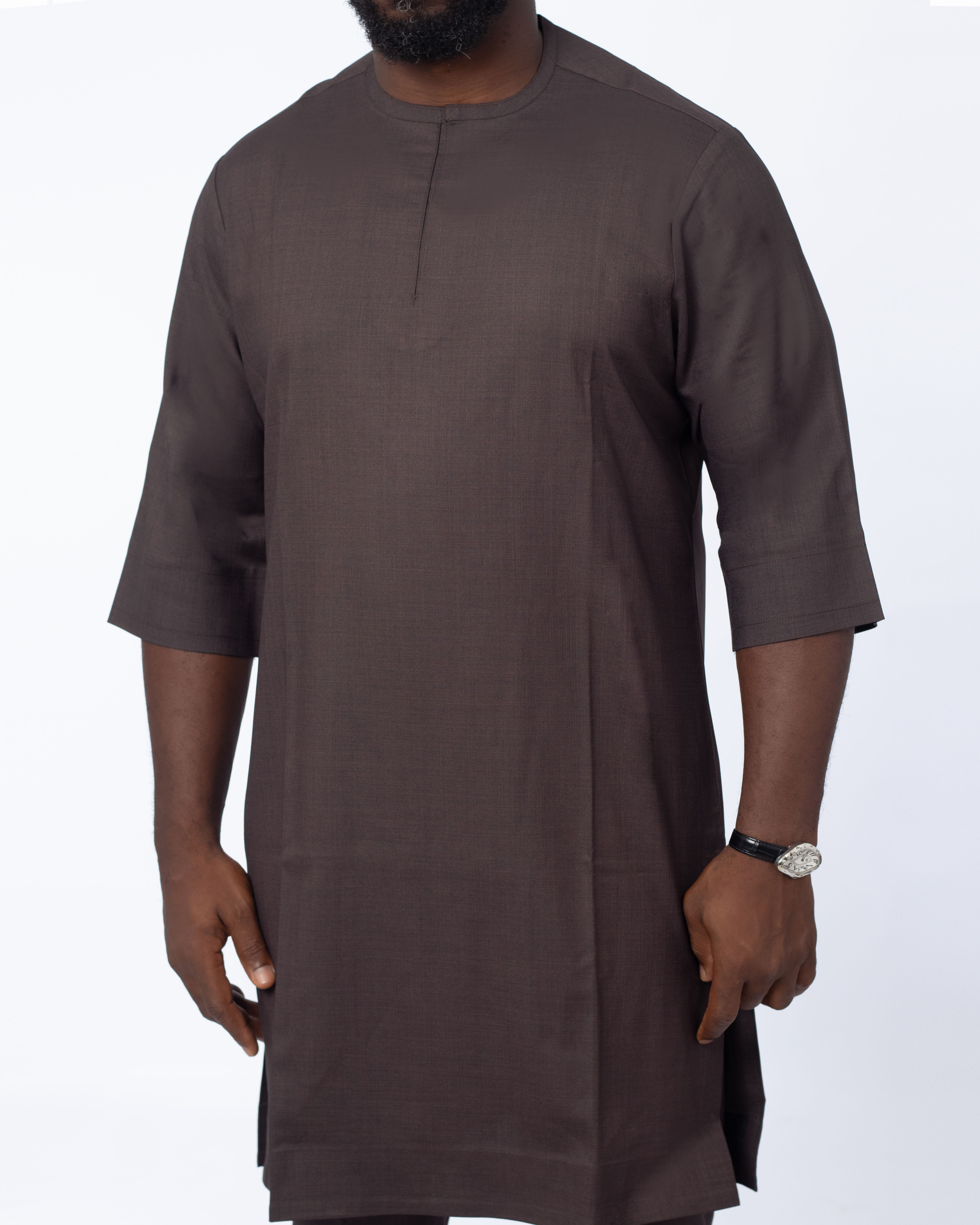Brown plain kaftan
