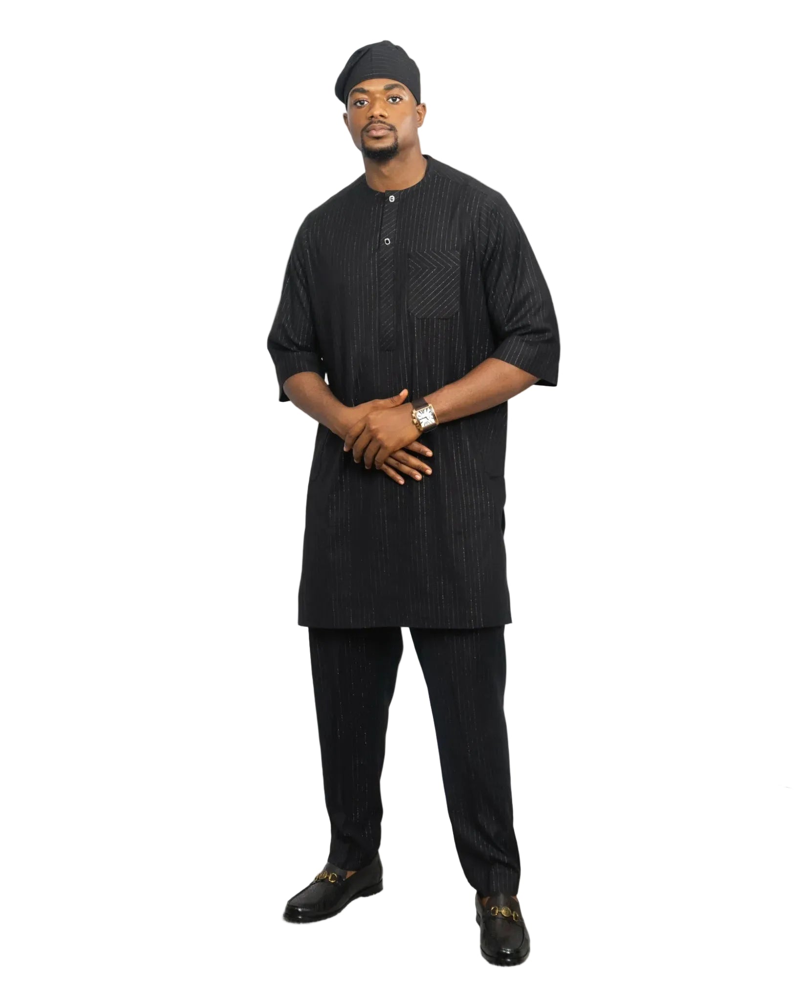 Noir pinstripe kaftan