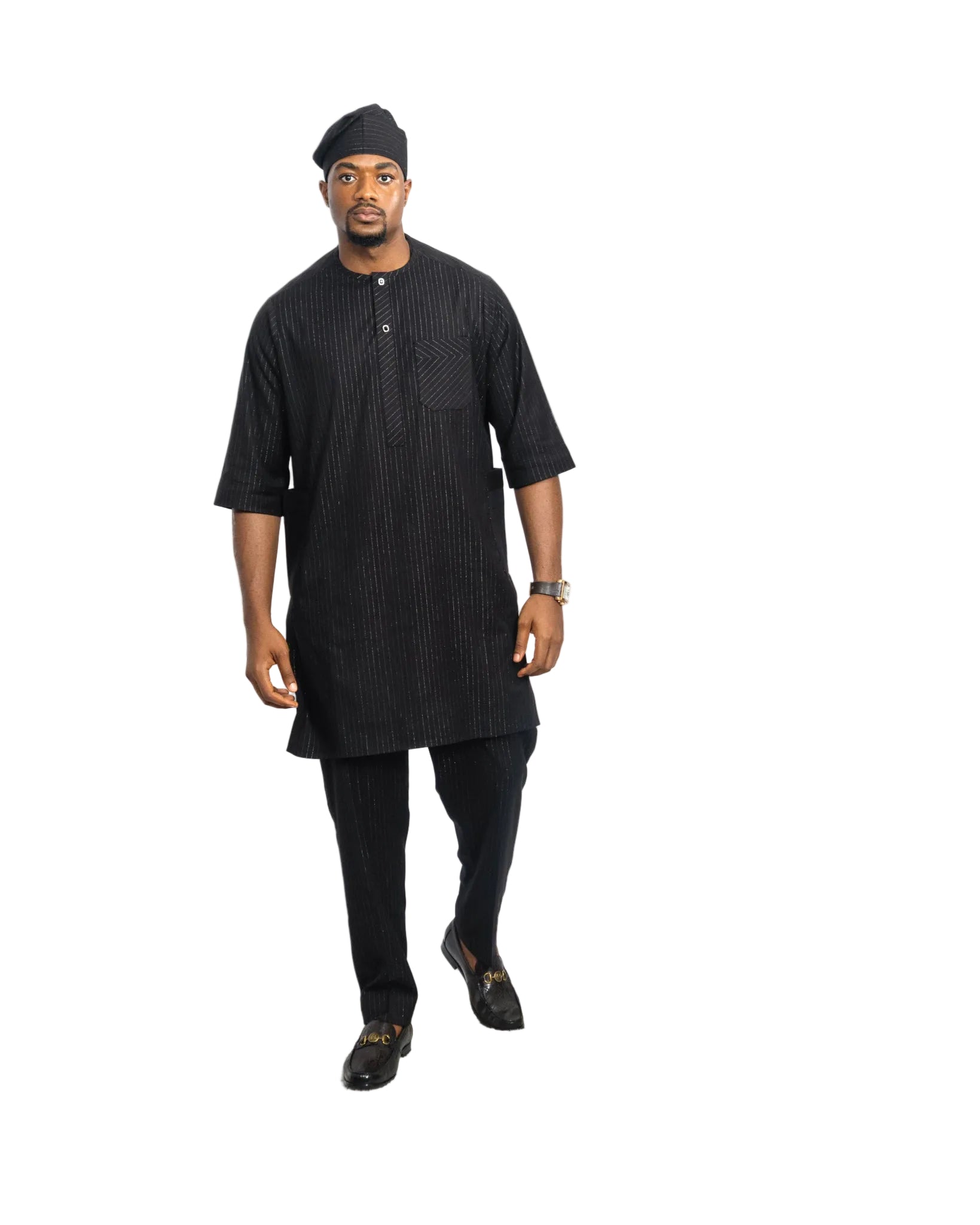 Noir pinstripe kaftan